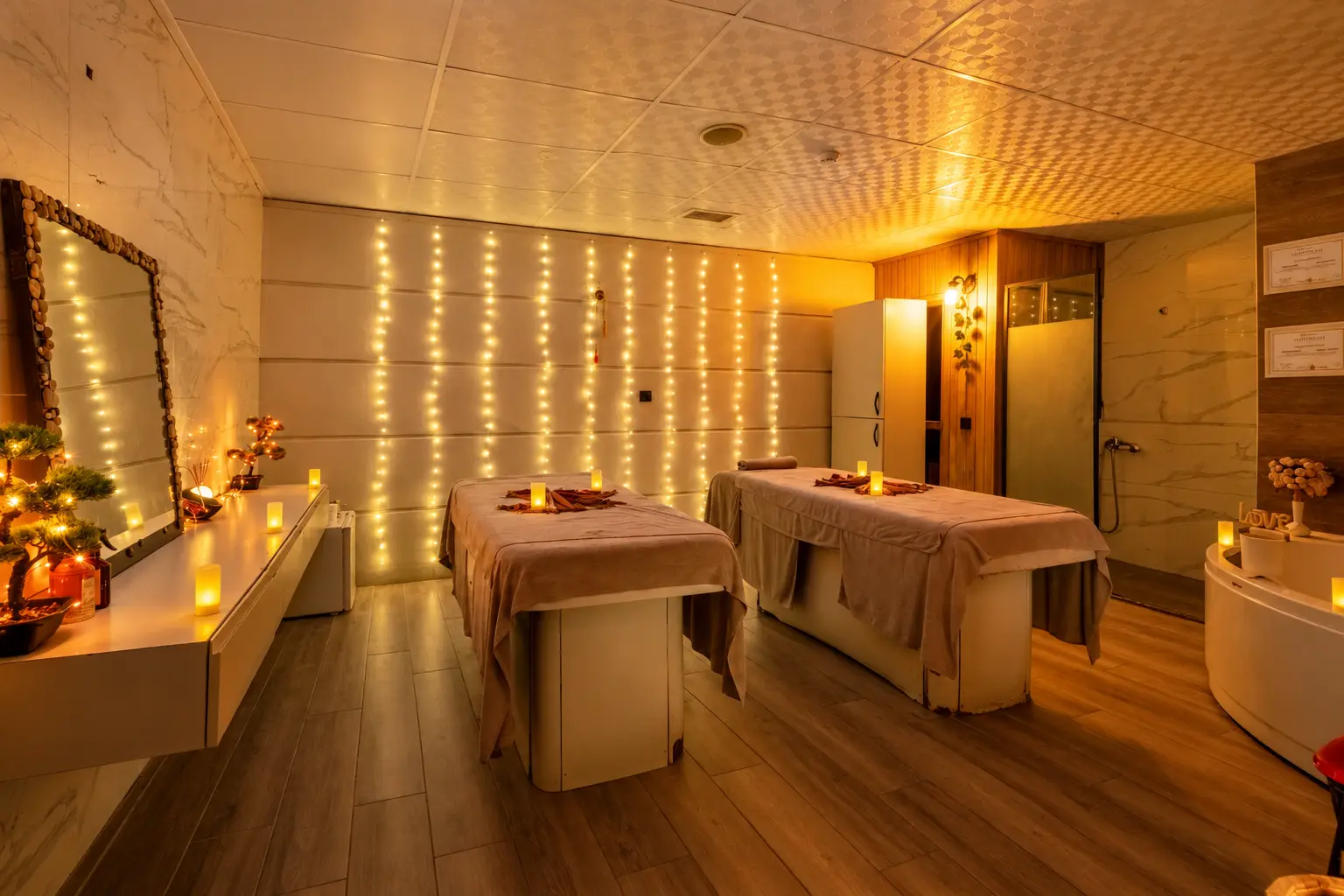 Konforlu ve şık spa bekleme salonu